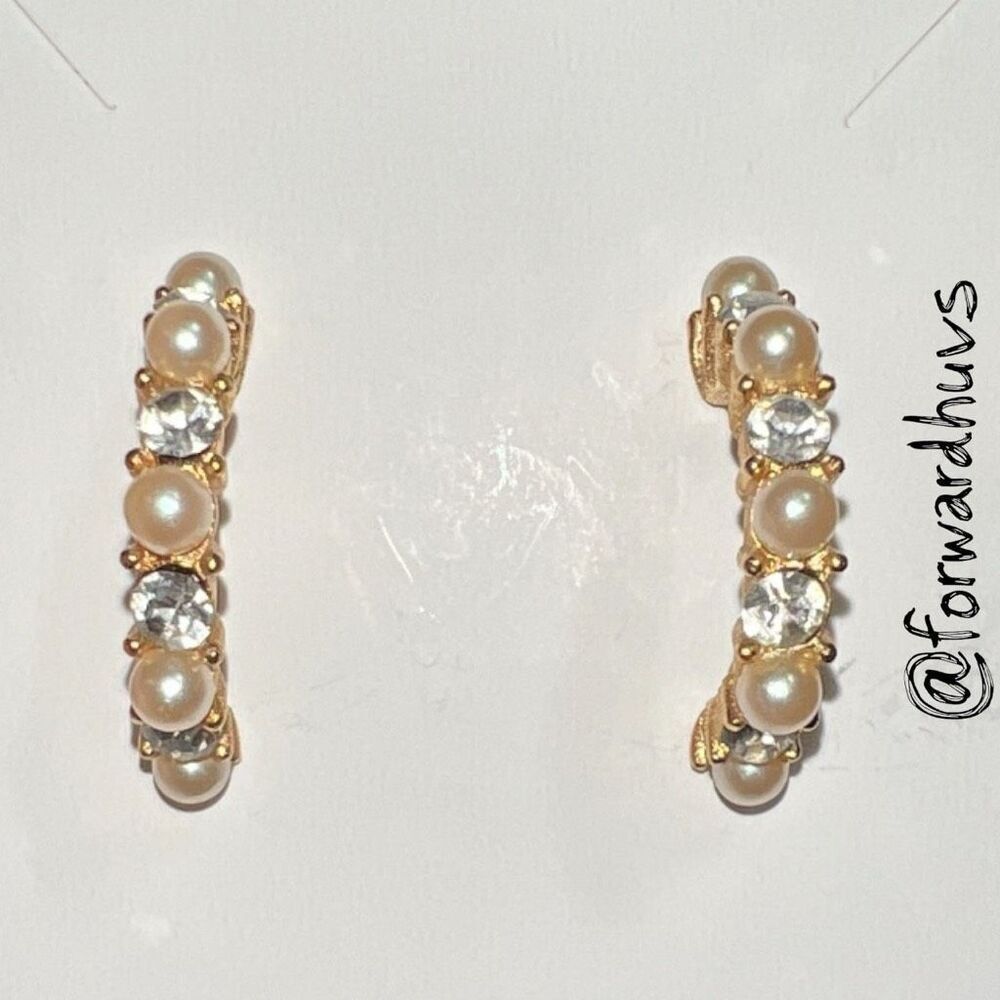 Bundle Sale 3 for $15 | Gold Tone With Faux Pear Half Hoop Earrings